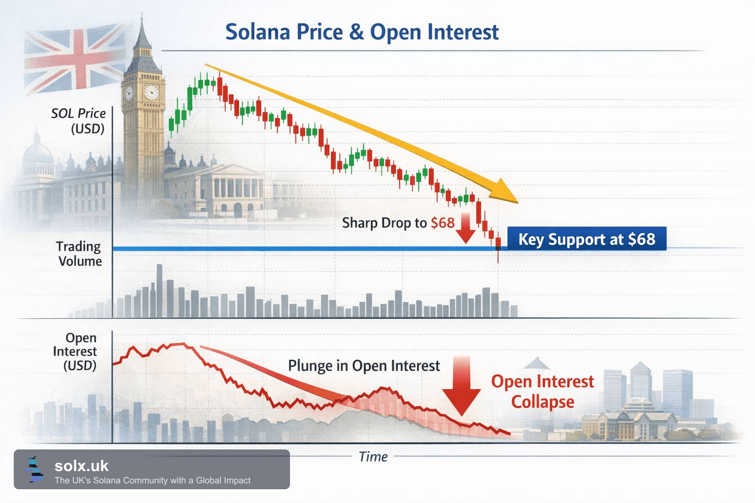 Solana Open Interest Drops 30% as $68 Support Level Returns to Focus